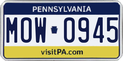 PA license plate MOW0945