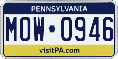 PA license plate MOW0946