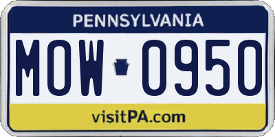 PA license plate MOW0950