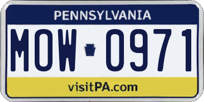 PA license plate MOW0971
