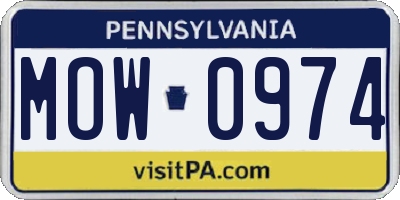 PA license plate MOW0974