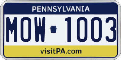 PA license plate MOW1003