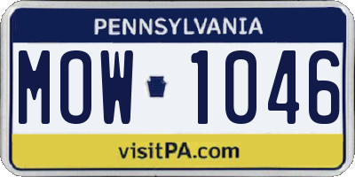 PA license plate MOW1046