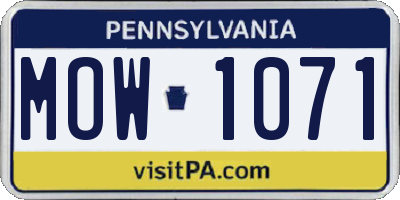 PA license plate MOW1071