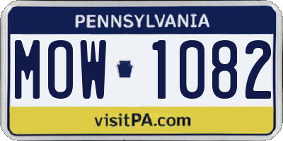 PA license plate MOW1082