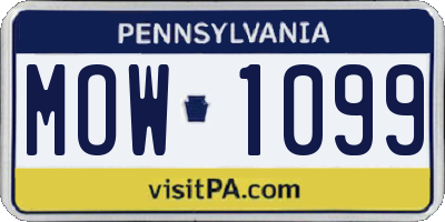 PA license plate MOW1099
