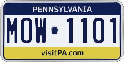 PA license plate MOW1101