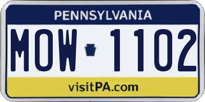 PA license plate MOW1102