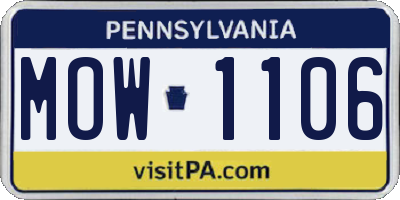 PA license plate MOW1106
