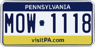 PA license plate MOW1118