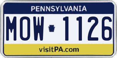 PA license plate MOW1126
