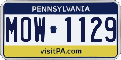 PA license plate MOW1129