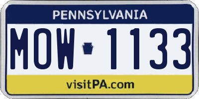 PA license plate MOW1133