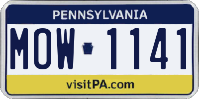PA license plate MOW1141