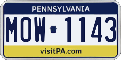 PA license plate MOW1143