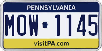 PA license plate MOW1145