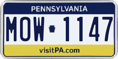 PA license plate MOW1147