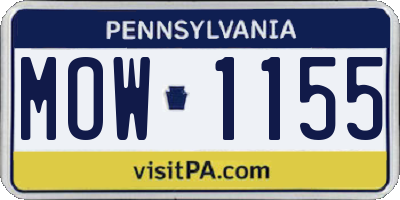PA license plate MOW1155