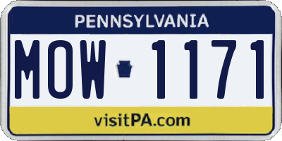 PA license plate MOW1171