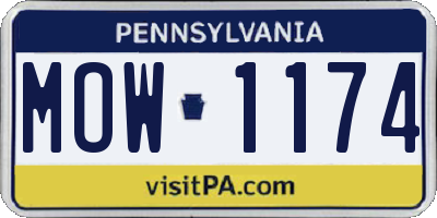 PA license plate MOW1174