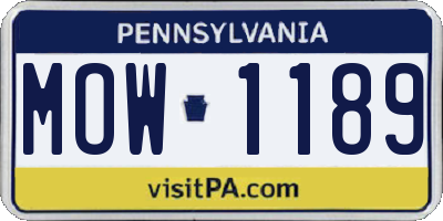 PA license plate MOW1189