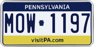 PA license plate MOW1197
