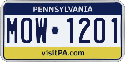 PA license plate MOW1201