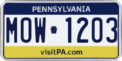 PA license plate MOW1203
