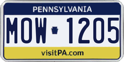 PA license plate MOW1205