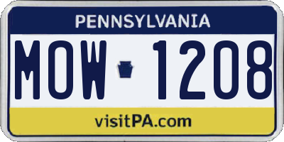 PA license plate MOW1208