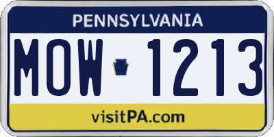 PA license plate MOW1213