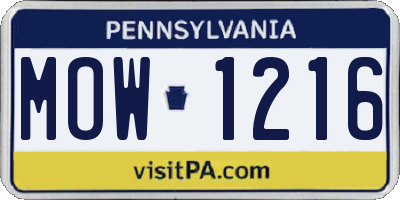 PA license plate MOW1216