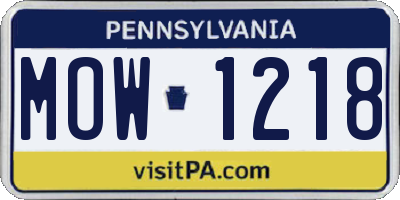 PA license plate MOW1218