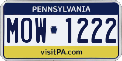 PA license plate MOW1222