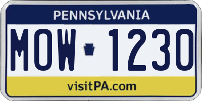 PA license plate MOW1230