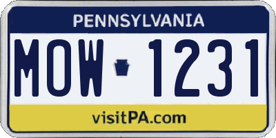 PA license plate MOW1231