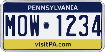 PA license plate MOW1234