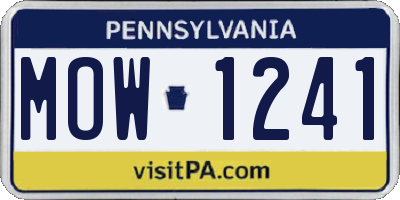 PA license plate MOW1241