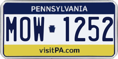 PA license plate MOW1252