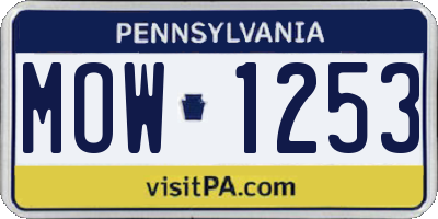PA license plate MOW1253