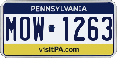 PA license plate MOW1263