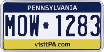 PA license plate MOW1283