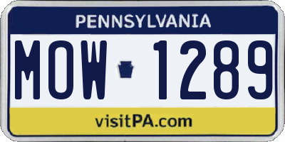 PA license plate MOW1289