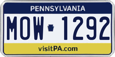 PA license plate MOW1292