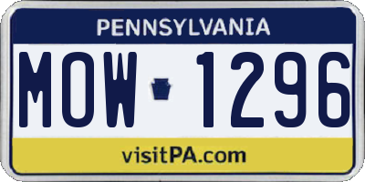 PA license plate MOW1296