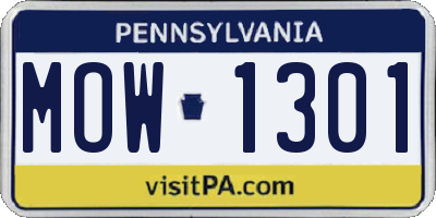 PA license plate MOW1301