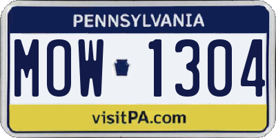 PA license plate MOW1304
