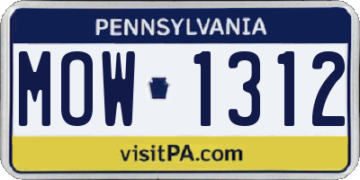 PA license plate MOW1312