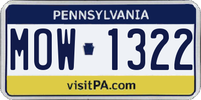 PA license plate MOW1322
