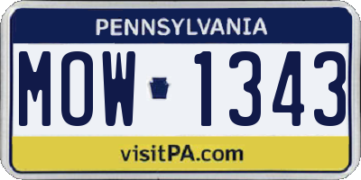 PA license plate MOW1343